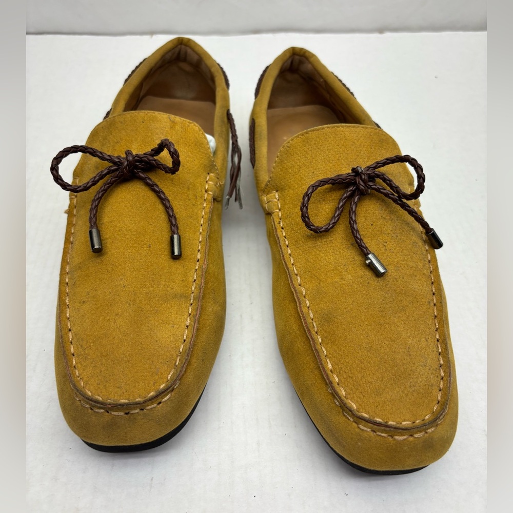 Primark Men's Suede Driving Loafers in Mustard Yellow, SZ 10, box 22